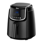 Midea 5L Air Fryer | 1500W Power | Digital display with 8 preset menu settings | Crisp Frying, Grill, Roast, Steam & Bake | Auto Cut-Off | 90% Less Oil | Non Stick Coating & Crisper Basket