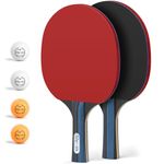 Glymnis Table Tennis Set of 2 with 4 Balls, Table Tennis Paddle Set with Storage Case, Portable Ping Pong Rackets for Indoor Outdoor Games