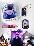 SINCE 7 STORE Satoru Gojo Gift Box Includes 5 Products: Mug, Keychain, Key-Tag, 9 Mini Posters, And Shape Cut Badge - The Ultimate Fan Collection. 350Ml Ceramic Mug, Multicolor