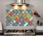 Wall Admire Mandala New Oil Proof Waterproof Peel & Stick Heat Resistant Vinyl Abstract Kitchen Tiles Backsplash, Behind Gas Stoves, Sink, Wash Basin Wall Stickers (76x45CM)