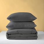 RAJVEER TEXTILE Duvet Cover Set Double Bed Size,Soft Washed Microfiber 3 Pieces Bedding Set-with 4 Corner Ties -1 Duvet Cover (91"x101" Inches) with 2 Pillowcases (18"x28" Inches) Dark Grey Color