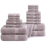 Cotton Bath Towels for Bathroom Set-18 PC Bathroom Towels Set-4 Bathroom Towel Set, 6 Hand Towels for Bathroom, 8 Washcloths, Soft Turkish Towel Sets for Bathroom - Platinum Bath Towels Set