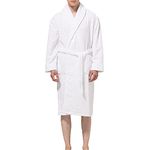 alpine swiss Dario Mens Luxury Waffle Knit Cotton Bathrobe Shawl Collar Hotel Spa Robe White M/L