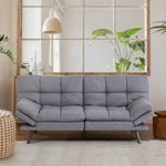 Hcore Convertible Sleeper, Memory Foam Futon Couch,Loveseat Bed,Small Splitback Modern Sofa Sofabed, Light Grey