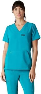 Members Only Women's Siena Scrub Top with 5 Pocket | Hospital Uniform|Nursing Scrubs| Pull On closure Shirt (Teal, Medium)