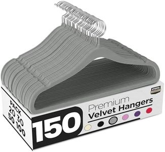 Utopia Home Velvet Hangers 150 Pack – Luxury Non-Slip Slim Pant & Coat Hangers, Strong Space-Saving Clothes Hangers with Pants Bar and 360° Swivel Hook – Grey