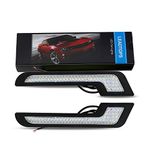 LEADTOPS Daytime Running Lights LED White Light L-Shape Strips, 72 SMD Glass LENS with Back Sticker 12V DRL 6W DIY LED Lamp 100% Waterproof,1 Year Warranty (2 Pack)