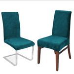 LANSHENG Dining Chair Covers Stretch Removable Washable Elastic Velvet Chair Covers Seat Protector Covers Dining Chair Slipcovers High Back,for Dining Room,Wedding,Banquet,Hotel(Teal, Set of 4)