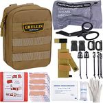 GRULLIN Survival Trauma Kit, 1000D Nylon Water-Resistant EDC Pouch Outdoor First Aid Survival Gear for field tactical police military first responders (BLACK)