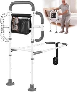 Srotime Assistive Rail for Elderly Adults, Seniors Grab Bar with Non-Slip Handles & Storage Bag, Portable Bed Cane 400LBS Capacity, Fits King Queen Full Twin Sizes (White)