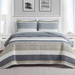 Nautica- King Quilt Set, Cotton Reversible Bedding Set, All Season Designer Home Décor (Ridgeport Beige, King)