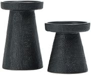 Main + Mesa Stoneware Pillar & Taper Candle Holders, Set of 2