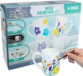 TULIP Painted by Me, at Home Paint and Bake Kit - 4 Ceramic Mug Painting Set, Family Activity or Paint Night, All-in-One - Rainbow Paint, 4 Brushes & 4 Paintable Mugs. Studio Quality Results