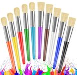 Paint Brushes for Kids, 8 Pcs Big Washable Chubby Toddler Paint Brushes, Easy to Clean & Grip Round and Flat Preschool Paint Brushes with No Shed Bristle for Acrylic Paint, Washable Paint