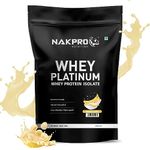 NAKPRO Platinum Whey Protein Isolate 500g Banana | 28g Protein, 6.4g BCAA | Trustified Certified 100% Authentic Supplement Powder & No Adulteration | Low Carbs, Fast Absorbing Whey Protein Powder