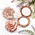 Dusty Rose Realistic Rose Design Compact Mirror – 2.5” Round Travel Makeup Mirror, Party Favor, Wedding Favor (Pack of 20)