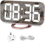 U-picks LED Digital Alarm Clock Mirror Alarm Clock, Large 6.5" LED Display with Light Sensing Dimming Mode, Adjustable Brightness, 2 USB Charging Ports Button Snooze Function for Bedroom Living Room