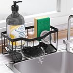 Kitchen Sink Caddy Organiser, Sponge Holder for Kitchen Sink with Self Draining Tray,Dish Soap Scrubber Brush Dishcloth Holder Rack,Rustproof Stainless Steel