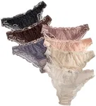 GORGLITTER Women's 7 Pack Sheer Panties Mesh Underwear Frill Trim Low Rise Briefs Multicolor Black Large