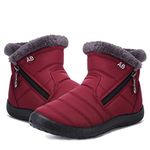 Womens Snow Boots Winter Fur Lined Ankle Boots Ladies Side Zipper Warm Lightweight Booties Outdoor Anti-Slip Girls Walking Boots