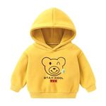 Bold N Elegant Cartoon Bear in Hood Print Kids Full Sleeve Warm Thick Fur Fleece Winter Tshirt Sweatshirt Hoodie for Infant Toddler Baby Boy & Girl (2-3 Years, Yellow)