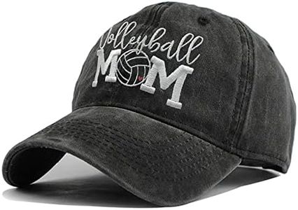 LOKIDVE Embroidered Volleyball Mom Hat Distressed Cotton Baseball Cap for Women Black