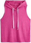 SweatyRocks Women's Summer Sleeveless Hooded Tank Top T-Shirt for Athletic Exercise Relaxed Breathable Hot Pink Large