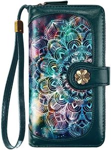 Coco Rossi Wallets for Women Multi Card Holder Wallet Clutch Wallet Card Holder Organizer Ladies Purse with Wrist Strap Purse, Mandala Nebula, Long Purse, Mandala Nebula