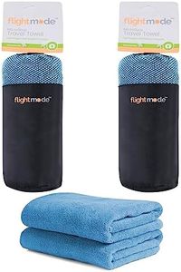 Flightmode Microfiber Sports Towel 2 Pack, 130x75cm Large Non-Slip Yoga Towels for Swimming Yoga Gym Travel Sport Trip Pilates Workout Beach Camping Fitness, Soft Absorbent Quick Dry Towels (2, Blue)