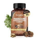 Nutroliq ParaCure Intestinal Cleanse Complex - Dietary Supplement with Organic Wormwood Black Walnut and Clove Extract - Natural Herbal Blend for Digestive Wellness - 1000mg per Serving - 60 Capsules