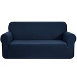 CHUN YI 1-Piece Jacquard High Stretch Sofa Cover, Polyester and Spandex Arm Chair Loveseat Seater Sofa Slipcover Coat, Furniture Protector for Couch(Medium,Dark Blue)