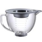 LETOMS Stand Mixers Bowl for Kitchenaid 4.5 Quart and 5 Quart, Glass Mixing Bowl with Lid and Measurement Markings