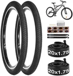 yeesport 20/24 Inch Bike Tire, 2 Pack 20/24x1.75 Bicycle Tires & Bike Tubes with Repair Kit, 20x1.75 Mountain Bike Tire Replacement, Rubber Tires for MTB Off-Road Bike (20x1.75 2 Pack Tires&Tubes)