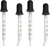 Eye Droppers - Pack of 4, Bulk Bent & Straight Tip Calibrated Glass Medicine Dropper Set for Essential Oils, Pipette Droppers for Accurate Easy Dose and Measurement (1 mL Capacity)