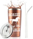 JENVIO Horse Gifts For Women | Horses Keep Me Stable | 20 oz Stainless Steel Wine/Coffee Tumbler w Lid Straws and Gift Box | Unique Mug For Girls, Mom, Birthday, Lovers, Valentine's Day Gift