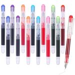 VEGCOO 14 Pcs Colorful Disposable Fountain Pens, Fountain Pens for Writing with Large Capacity Quick-drying Ink No Need to Replace Ink Bags for Daily Writing, Gifts