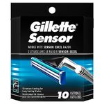 Gillette Sensor Men's Razor Blade Refill Catridges, 10 Count