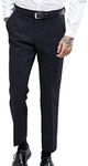 Ceehuteey Men's Retro Dress Suit Pants Thick Wool Flat Front Herringbone Tweed Trousers(Navy, 36W x 30L)
