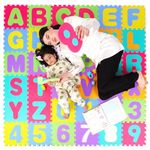 A Baby Cherry - 36 pcs Puzzle Play Mat,Playmat for Babies, Baby mats for Floor,Alphabet (A-Z) & Numbers (0-9) EVA Foam Non Toxic Playmat, Interlocking Tiles (12X12 Inch) Ideal for Crawling Baby