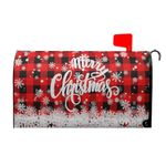 Merry Christmas Mailbox Cover Standard Size 25.5" X 21" Winter Snowflake Mailbox Cover Christmas Decor Oversized Mailbox Covers Mailbox Wraps Letter Post Box Cover for Home Garden Yard Outside