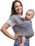 CuddleBug Baby Wrap - Hands-Free Baby Carrier Wrap - Soft & Stretchy Baby Wraps Carrier - Baby Carrier Newborn to Toddler 3-15 kg - One-Size-Fits-All Baby Holder Wrap - Hip-Healthy Wrap (Grey)