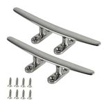 KOVNISE 2 Pcs 5" Rope Cleat 316 Stainless Steel Boat Mooring Accessories Boat Cleat Open Base Kayak Rope Tie Cleat Silver Heavy Duty Marine Base Cleat for Docks Ports Yachts Pool Coastal Decorations