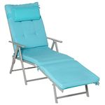 Outsunny Outdoor Folding Chaise Lounge Chair Recliner with Portable Design, Adjustable Backrest, Cushion and Headrest, Blue