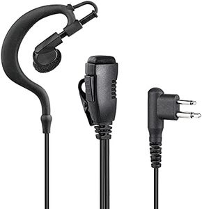 Walkie Talkie Earpiece Compatible with Motorola Single Wire Headphone Mic Earhook Headsets 2.5mm+3.5mm 2-Pin Two Way Radio Earpiece with PTT Black