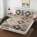 Vaine Premium Heavy Cotton Flat Bedsheets with 2 King Size Pillow Covers || Double Bed 350 TC || 90 x 100 Inch King Size Flat || Box Hearth