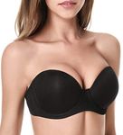 WingsLove Women’s Strapless Bra Full Coverage Underwire Multiway Plus Size Contour Comfort Bra(Black 34DD)