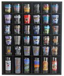 Black Shot Glass Display Case 36 Slots Minifigures Thimble Collection Display Rack Freestanding - No Door (with 1 Row for Tall Shooters)