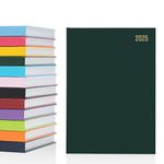 2025 A4 A5 Day to Page Diary Full Year Planner Desk Hardback Academic Organiser for Home Office School (A5 Page a Day, Bottle Green)