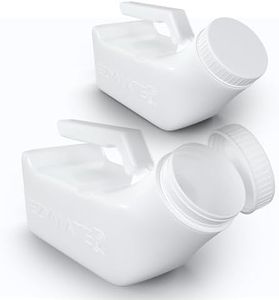 EZYMATE (2 Pack) Portable Urinals for Men Spill Proof, Urine Bottles for Men, Plastic Male Urinal Pee Bottles for Men with Spill Proof Screw Cap Lid for Hospitals, Emergency and Travel Use (1000ml)