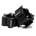 Synergee Jet Black Aluminium Barbell Collars – Locking 2" Olympic Size Weight Clamps - Quick Release Collar Clips – Bar Clamps Great for Crossfit Olympic Lifts and Strength Training